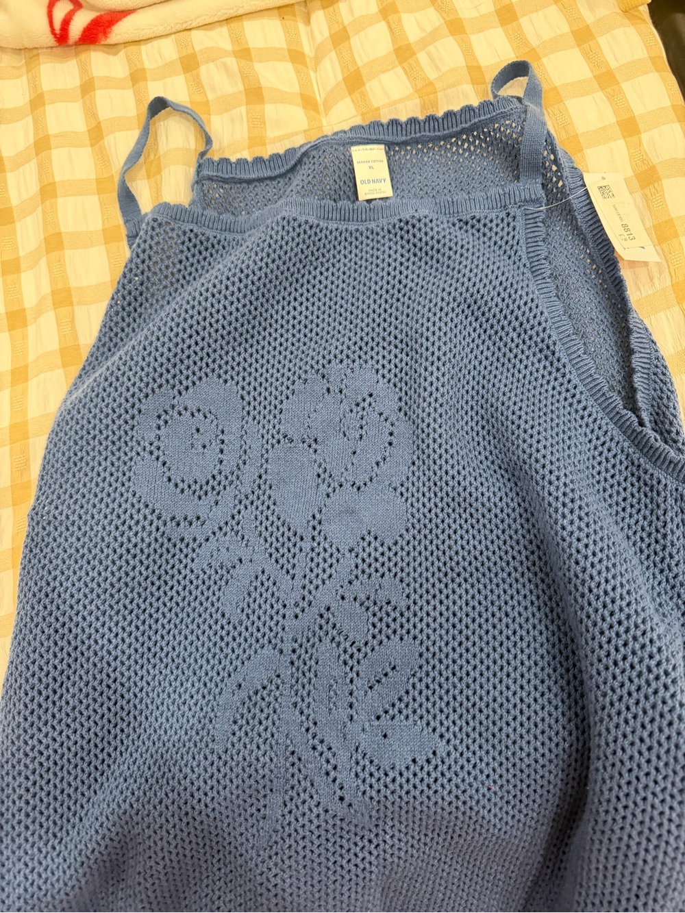 Old Navy Blue Knit Floral Tank Sweater